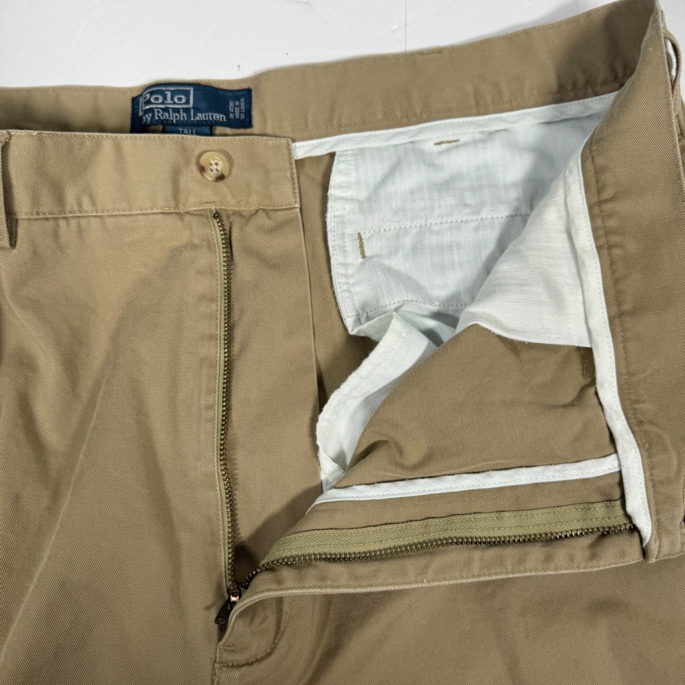 Polo Ralph Lauren Tyler Short Mens 42T Khaki Tan Pleated Cotton Twill Chino Tall - Picture 7 of 12